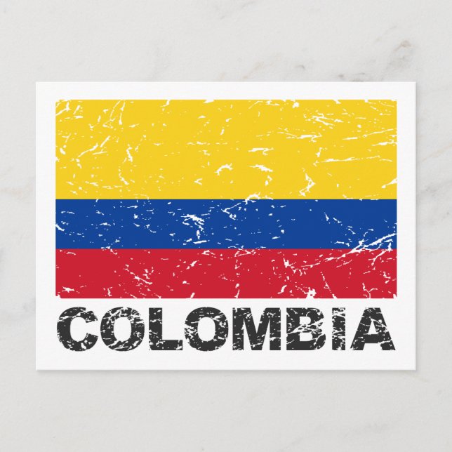 Postal Bandera de Colombia Vintage (Anverso)