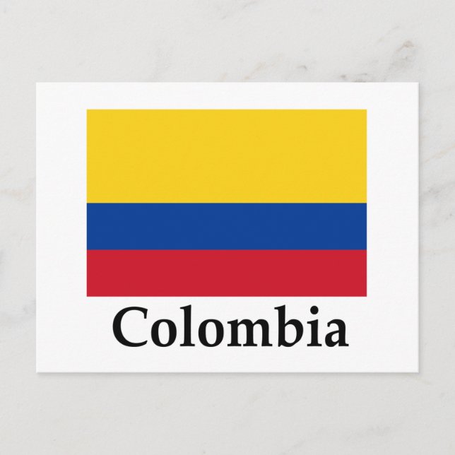 Postal Bandera De Colombia Y Nombre (Anverso)