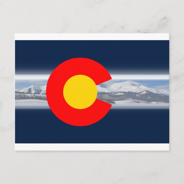 Postal Bandera de Colorado con montañas (Anverso)