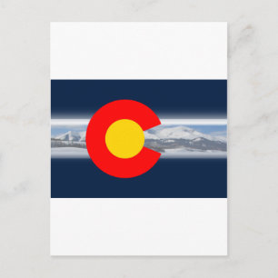 Postal Bandera de Colorado con montañas