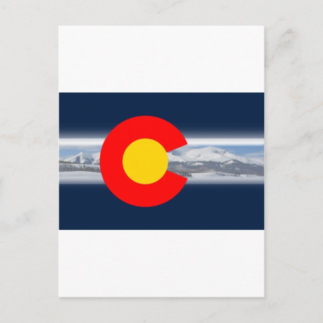 Postal Bandera de Colorado con montañas (Anverso)