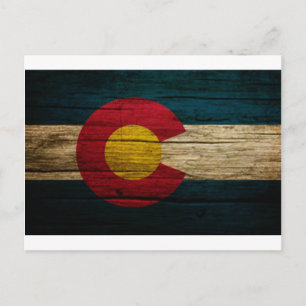 Postal Bandera de Colorado Rustic Old Wood