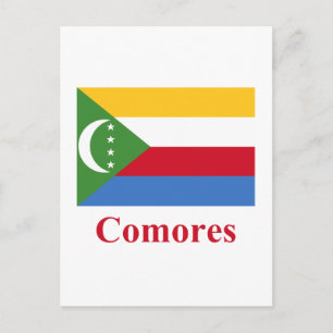Postal Bandera de Comoras con nombre en francés