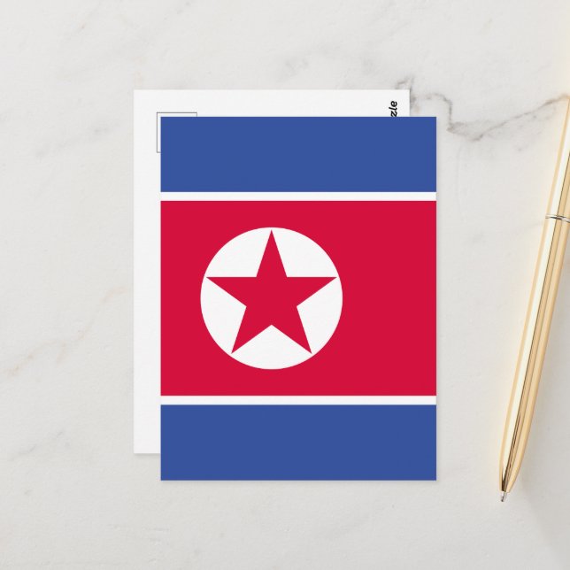 Postal bandera de Corea del Norte (Anverso/Reverso In Situ)
