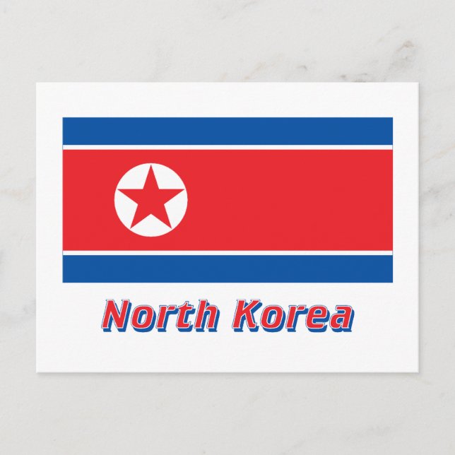 Postal Bandera de Corea del Norte con nombre (Anverso)