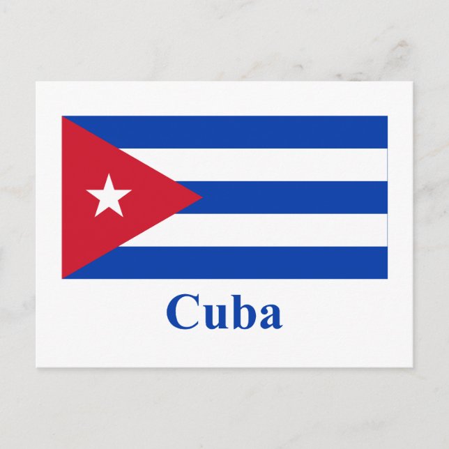 Postal Bandera de Cuba con nombre (Anverso)