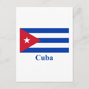 Postal Bandera de Cuba con nombre