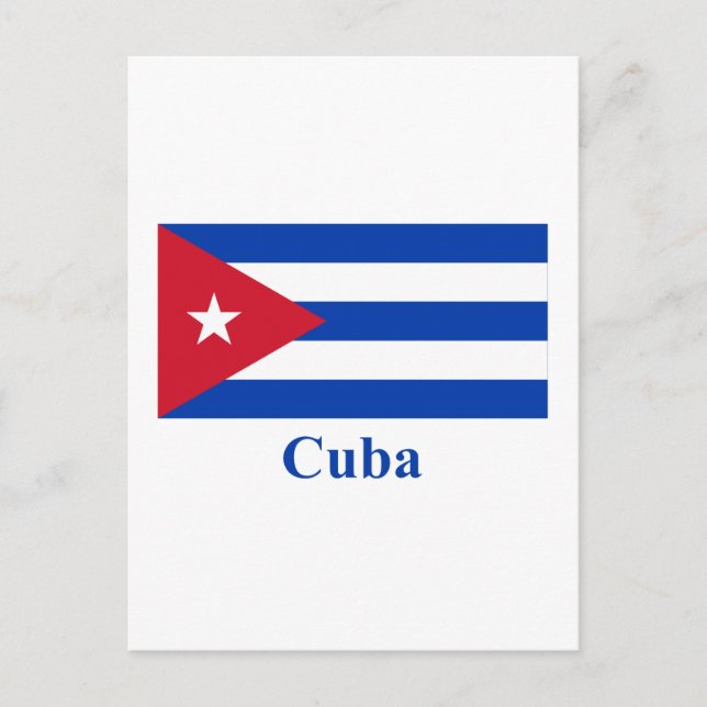 Postal Bandera de Cuba con nombre (Anverso)
