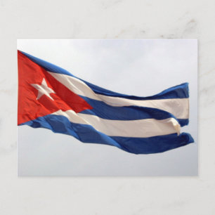 Postal bandera de cuba ondeando