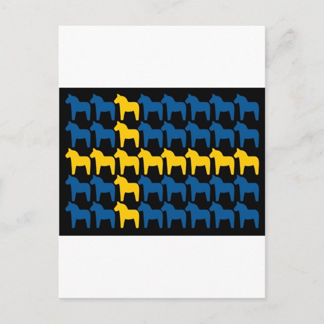 Postal Bandera de dala de Suecia negra (Anverso)
