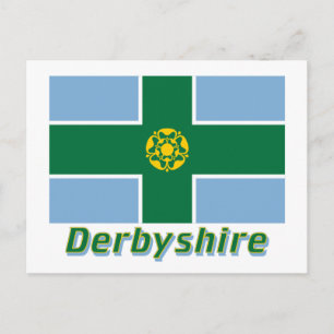 Postal Bandera de Derbyshire con nombre