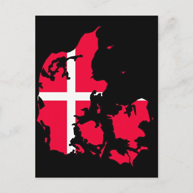 Postal bandera de dinamarca mapa (Anverso)