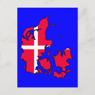Postal bandera de dinamarca mapa