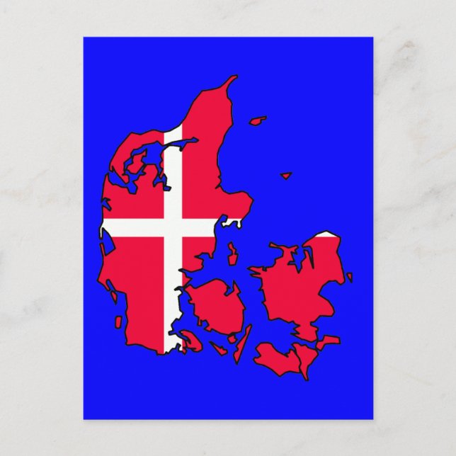 Postal bandera de dinamarca mapa (Anverso)
