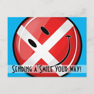 Postal Bandera de Dinamarca sonriente