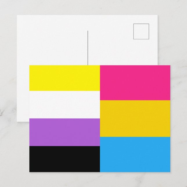 Postal Bandera de doble orgullo pansexual no binaria (Anverso / Reverso)