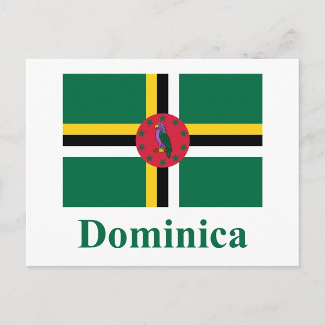 Postal Bandera de Dominica con nombre (Anverso)
