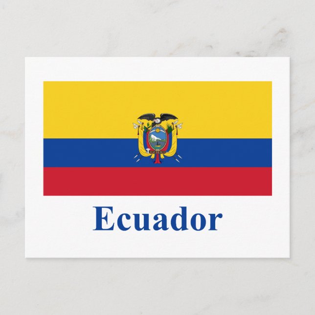 Postal Bandera de Ecuador con nombre (Anverso)