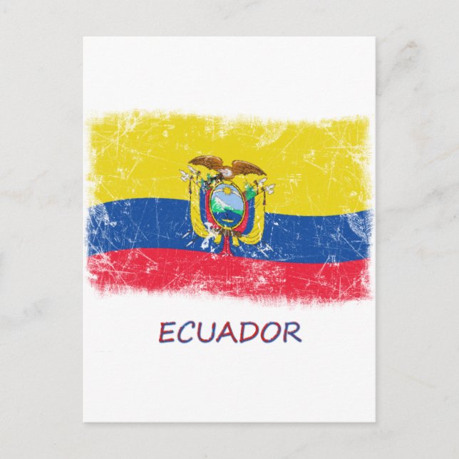 Postal Bandera de Ecuador Grunge (Anverso)