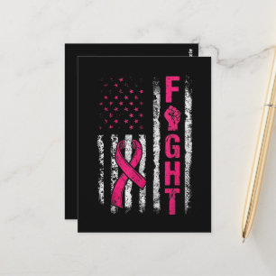 Postal Bandera de EE. UU. de Conciencia del Cáncer de Mam