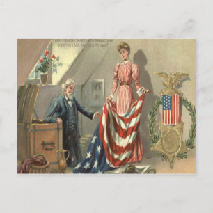 Postal Bandera de EE. UU. Unión Medalla de Guerra Civil Á