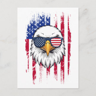Postal Bandera de EE. UU. y águila calva americana Grunge