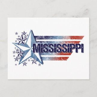 Postal Bandera de EEUU vintage con estrella - Mississippi
