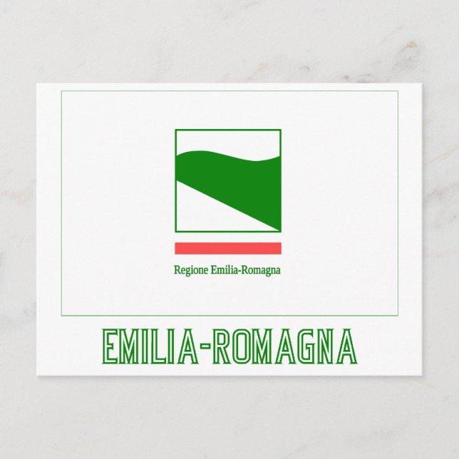 Postal Bandera de Emilia-Romagna con nombre (Anverso)