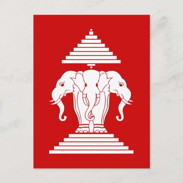Postal Bandera de Erawan Three Heheed Elephant Lao/Laos (Anverso)
