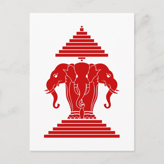 Postal Bandera de Erawan Three Heheed Elephant Lao/Laos (Anverso)