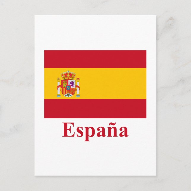 Postal Bandera de España con nombre en español (Anverso)
