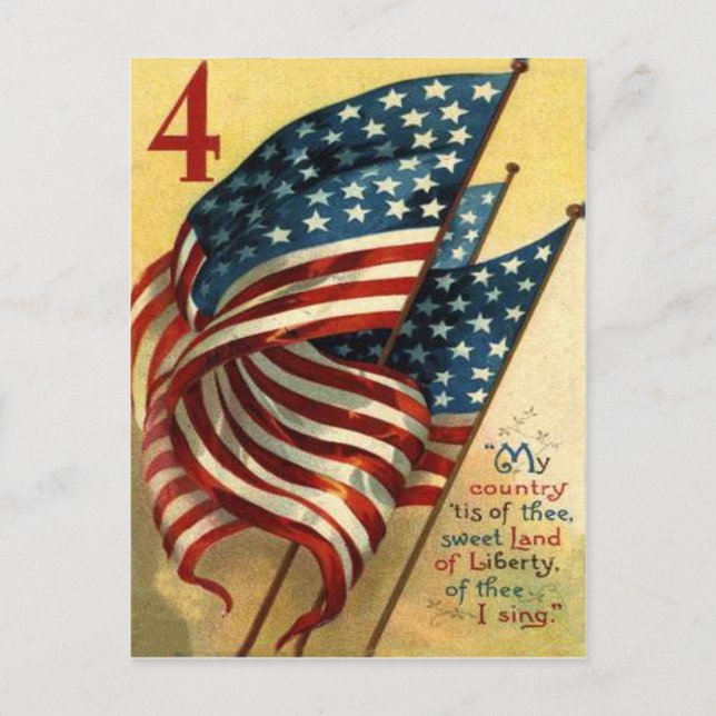 Postal Bandera de Estados Unidos 4 de julio (Anverso)