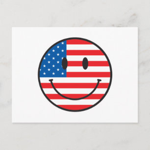 Postal Bandera de Estados Unidos cara feliz