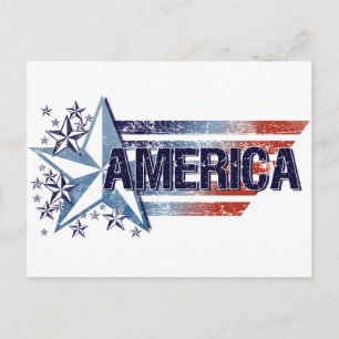 Postal Bandera de Estados Unidos con estrella - Día de la