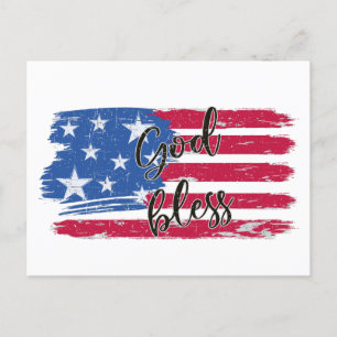 Postal Bandera de Estados Unidos Dios bendiga a Estados U