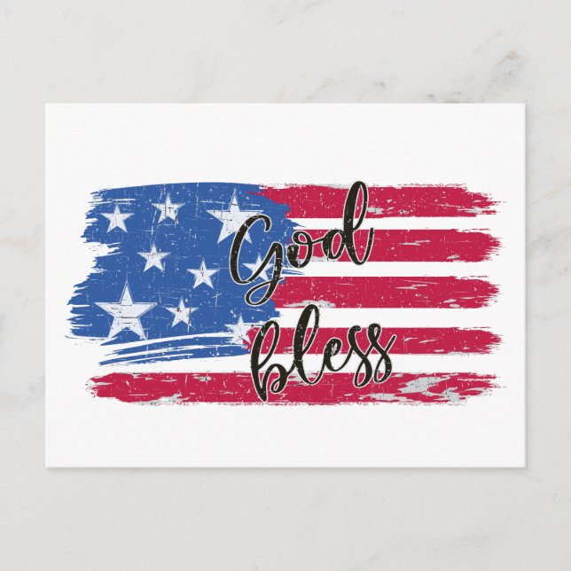 Postal Bandera de Estados Unidos Dios bendiga a Estados U (Anverso)