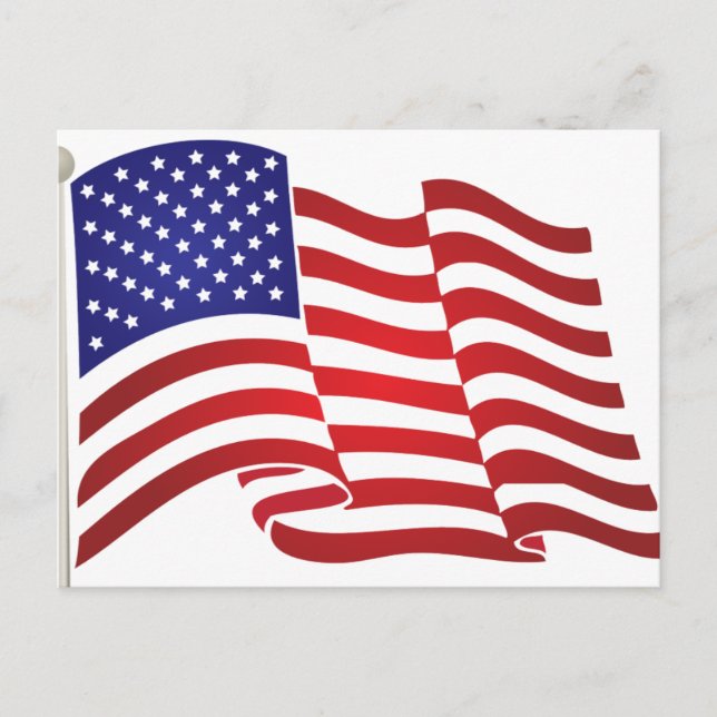 Postal Bandera de Estados Unidos ondeando (Anverso)