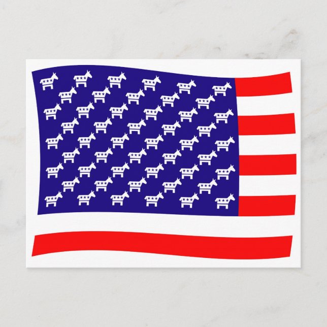 Postal Bandera de estrellas y rayas demócrata (Anverso)