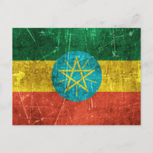 Postal Bandera de Etiopía de edad añeja y rasgada