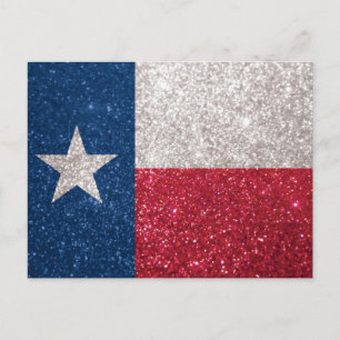 Postal Bandera de Faux Purpurina Texas