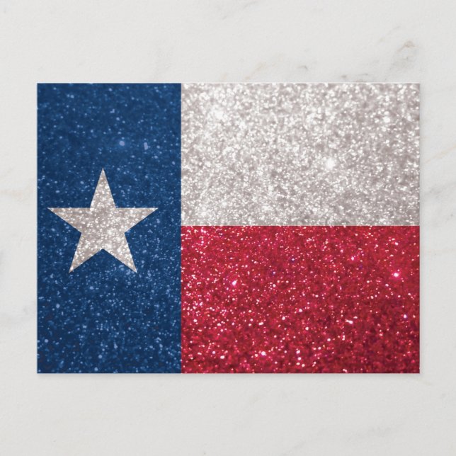 Postal Bandera de Faux Purpurina Texas (Anverso)