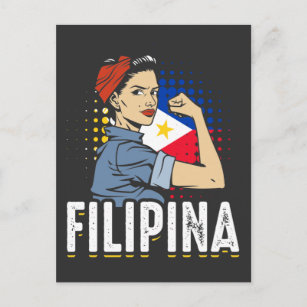 Postal Bandera de Filipinas de una mujer filipina orgullo