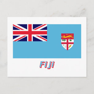 Postal Bandera de Fiyi con nombre