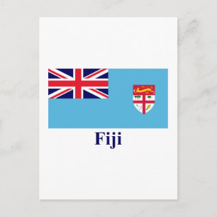 Postal Bandera de Fiyi con nombre