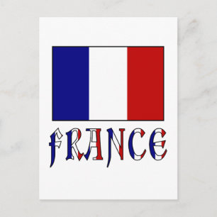 Postal Bandera de Francia con nombre coloreado