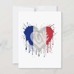 Postal Bandera de Francia del amor