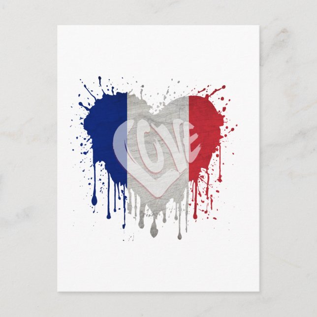 Postal Bandera de Francia del amor (Anverso)