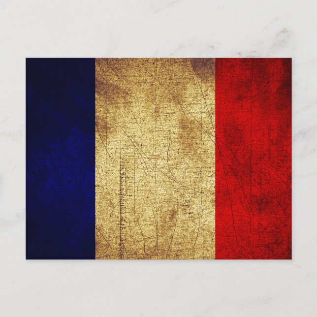 Postal Bandera de Francia Grunge (Anverso)