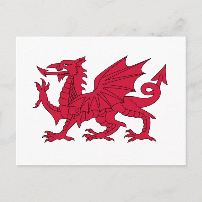 Postal Bandera de Gales - El Dragón Rojo - Baner Cymru (Anverso)