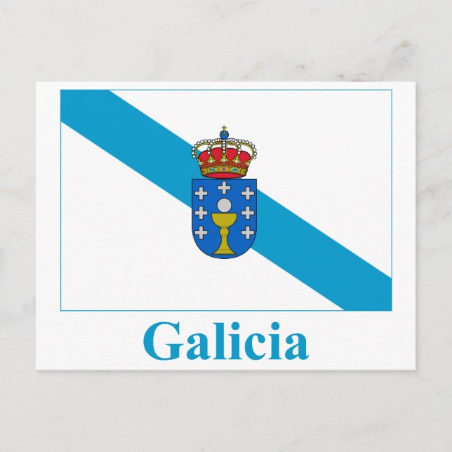 Postal Bandera de Galicia con nombre (Anverso)